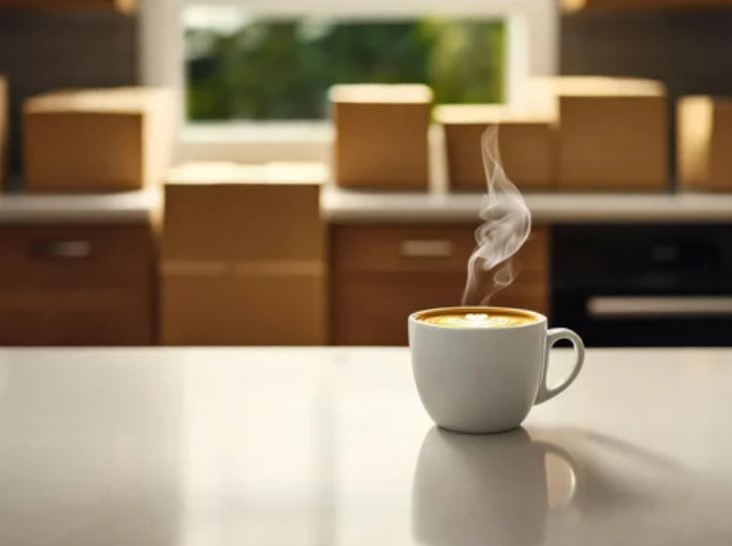 Coffee and moving boxes for blog post Finding Gratitude in all things