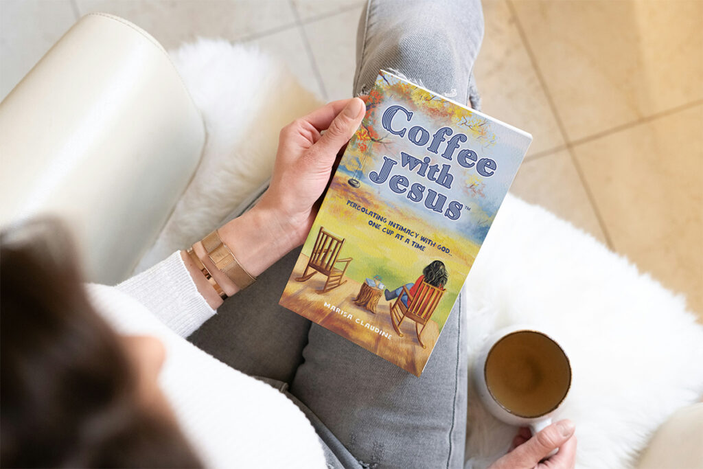 Women holding book Coffee with Jesus and a cup of tea