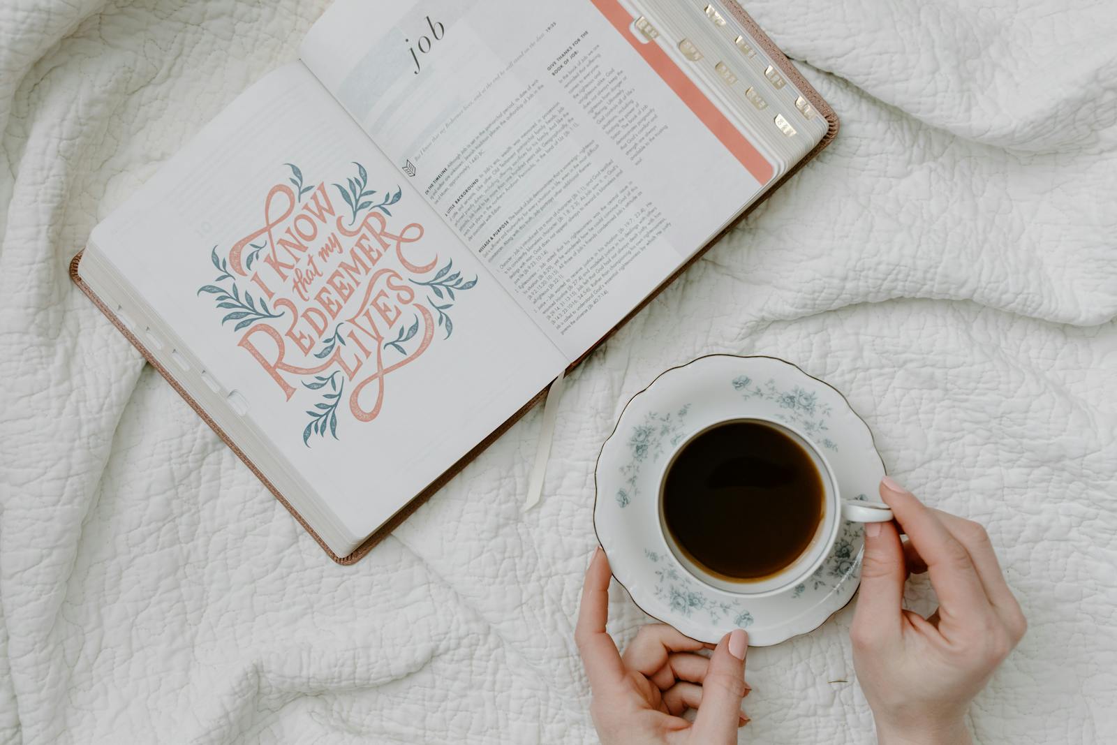An open Bible with a quote and coffee, embodying a serene morning routine. for devotional God Given Talents