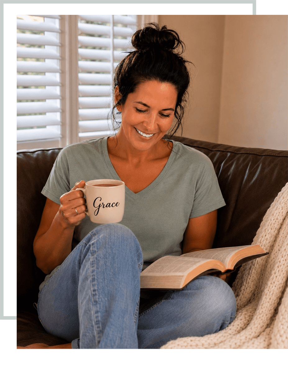Marisa Claudine, holding Grace Coffee Cup